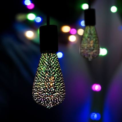 Lâmpada decorativa LED 3D FILAMENT ST64 E27/3W/230V 3000K
