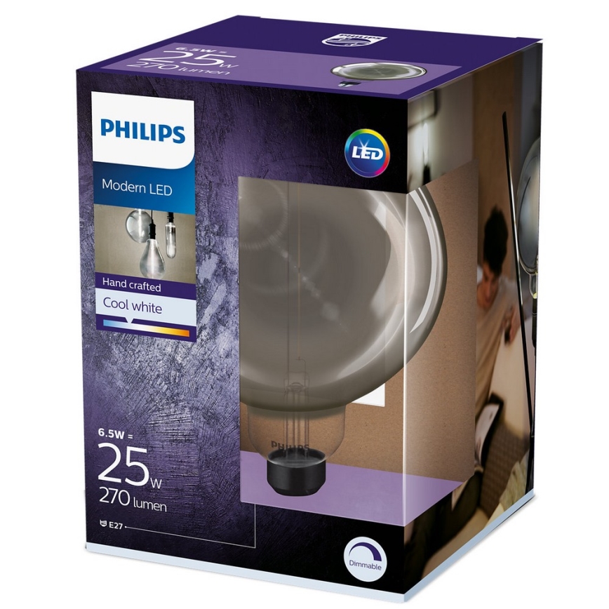 Lâmpada fosca LED SMOKY VINTAGE Philips G200 E27/6,5W/230V 4000K