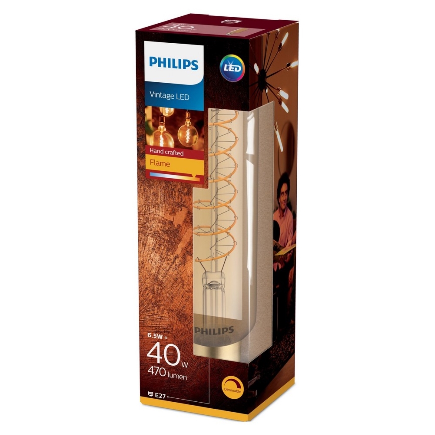 Lâmpada fosca LED VINTAGE Philips T65 E27/6,5W/230V 2000K