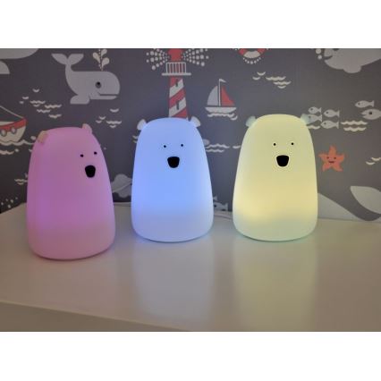 Luminária Infantil de Toque LED RGB URSO LED/0,8W/5V azul