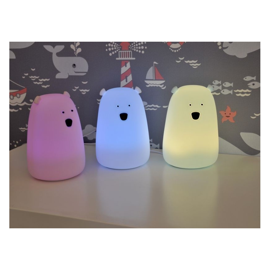 Luminária Infantil de Toque LED RGB URSO LED/0,8W/5V azul