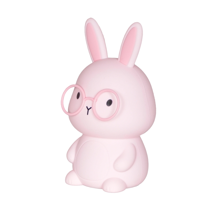 Lâmpada infantil tátil LED RGBW regulável FLORKA LED/1W/5V USB 1200 mAh coelhinho rosa