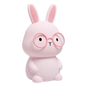 Lâmpada infantil tátil LED RGBW regulável FLORKA LED/1W/5V USB 1200 mAh coelhinho rosa