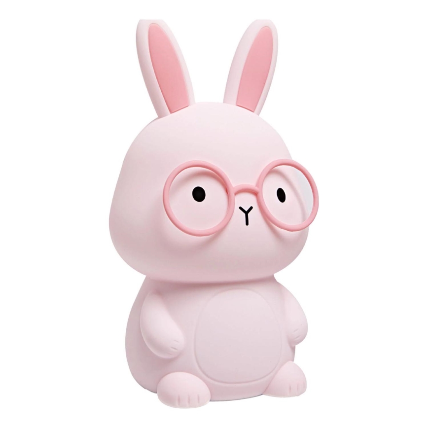 Lâmpada infantil tátil LED RGBW regulável FLORKA LED/1W/5V USB 1200 mAh coelhinho rosa