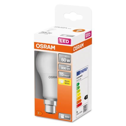 Lâmpada LED A60 B22d/8,5W/230V 2700K - Osram