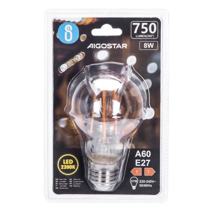 Lâmpada LED A60 E27/8W/230V 2200K - Aigostar