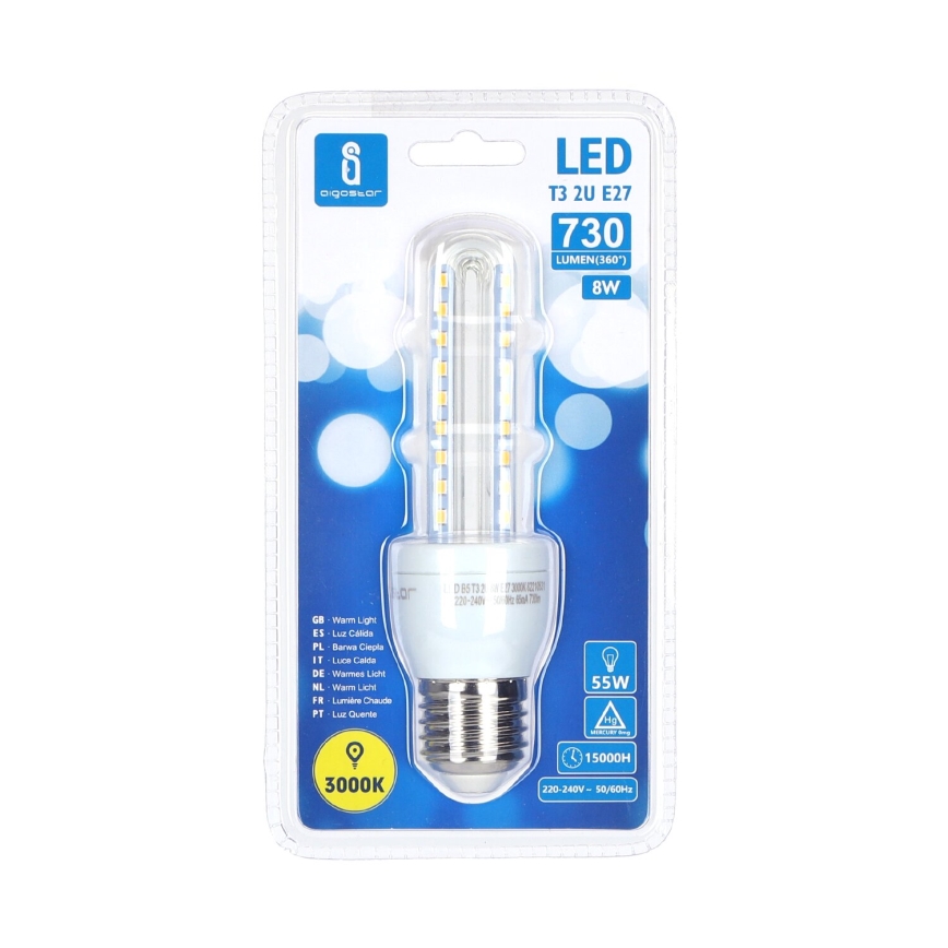 Lâmpada LED B5 E27/8W/230V 3000K - Aigostar