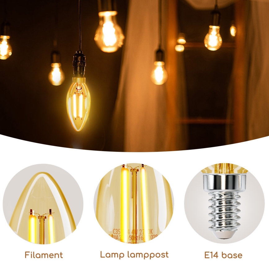 Lâmpada LED C35 E14/4W/230V 2200K - Aigostar