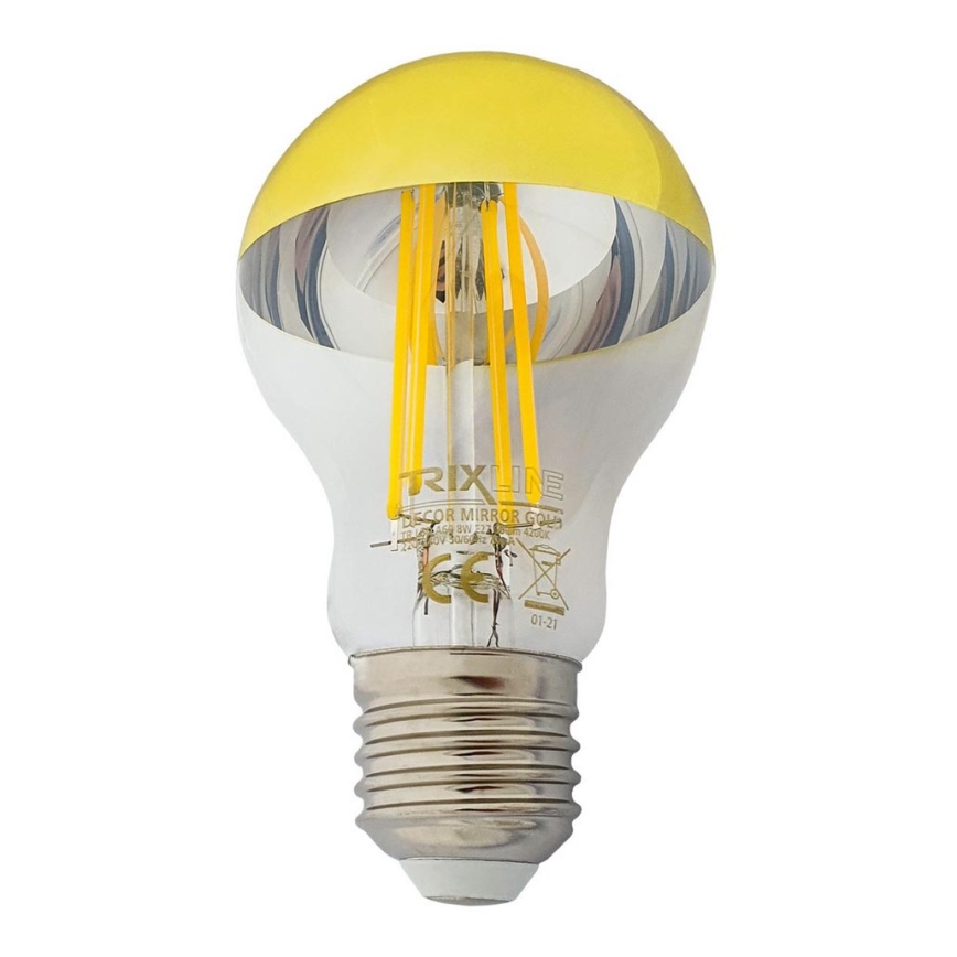 Lâmpada LED com casquilho esférico espelhado DECOR MIRROR A60 E27/8W/230V dourada