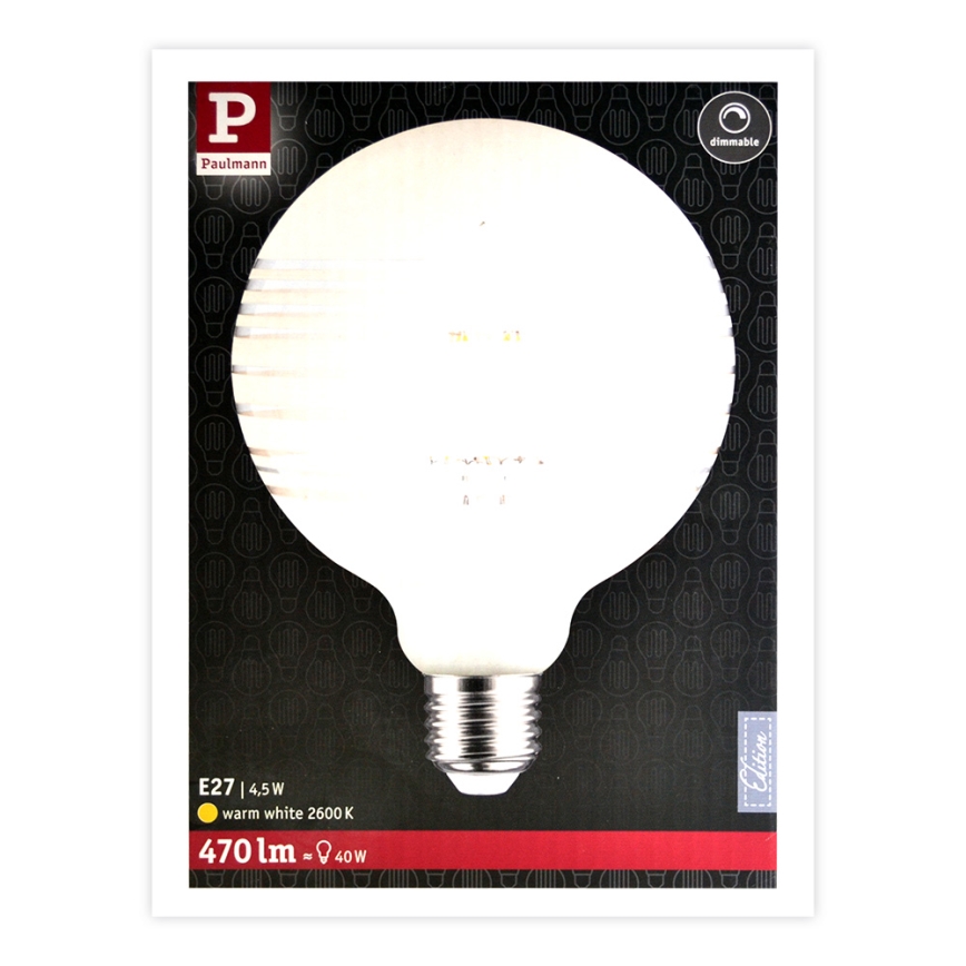 Lâmpada LED com regulação CLASSIC G125 E27/4,5W/230V 2600K - Paulmann 28744