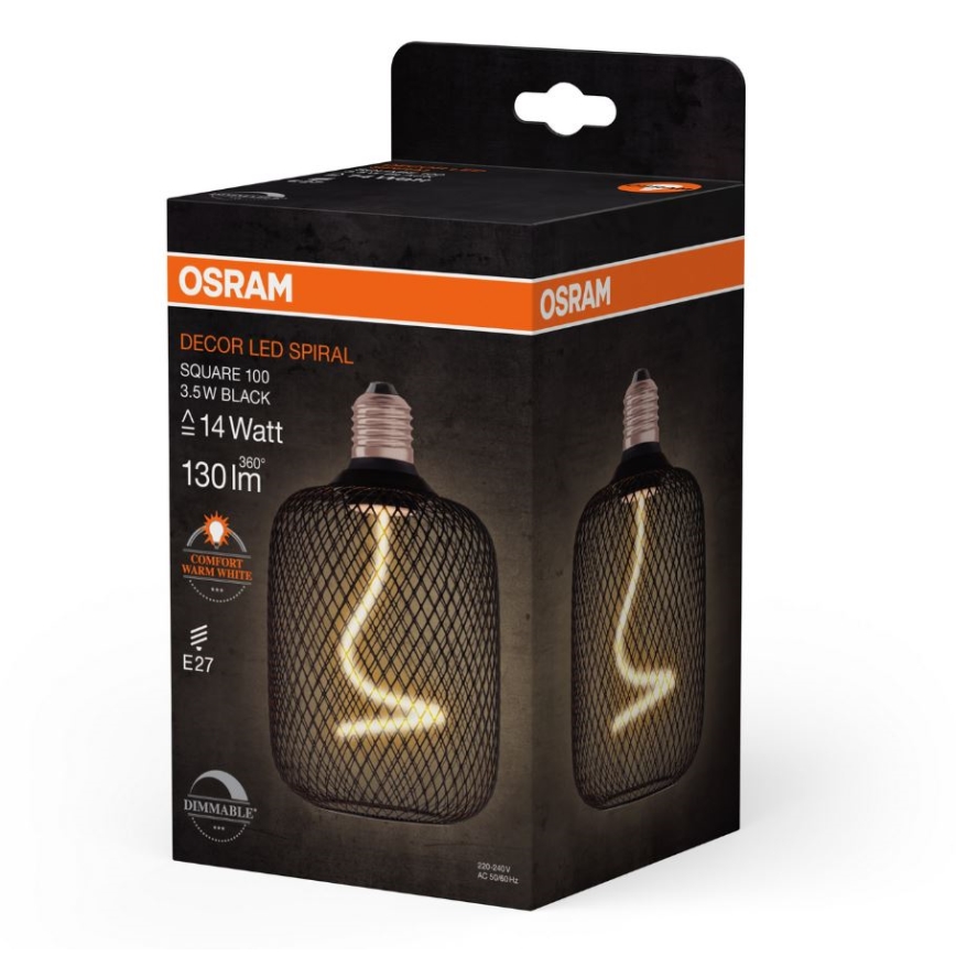 Lâmpada LED com regulação DECOR FILAMENT E27/3,5W/230V 1800K preto - Osram