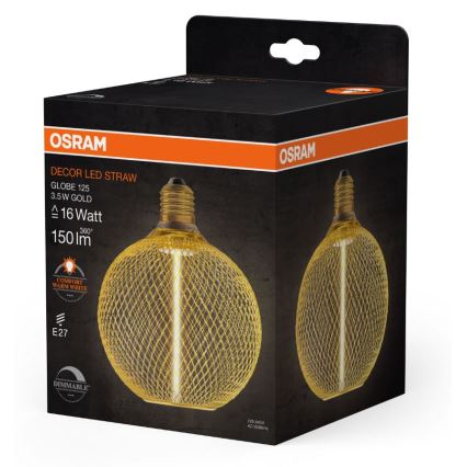 Lâmpada LED com regulação DECOR  FILAMENT G125 E27/3,5W/230V 1800K dourado - Osram