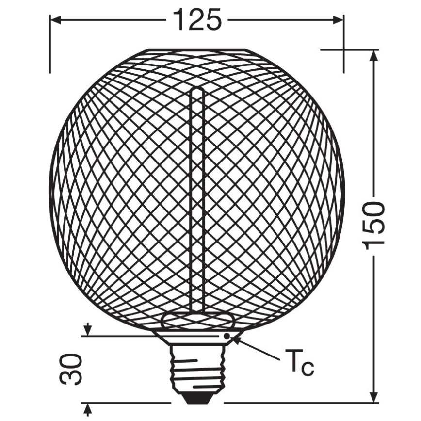 Lâmpada LED com regulação DECOR  FILAMENT G125 E27/3,5W/230V 1800K preto - Osram