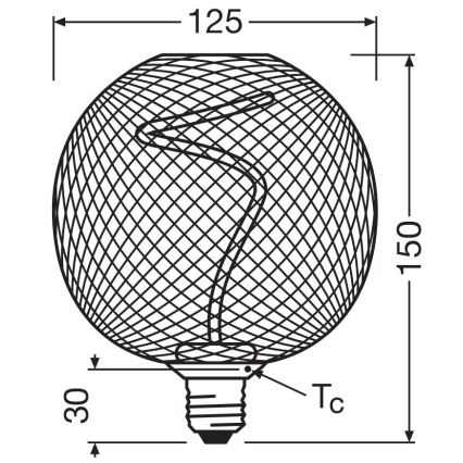 Lâmpada LED com regulação DECOR FILAMENT G125 E27/3,5W/230V 1800K preto - Osram
