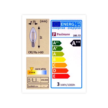 Lâmpada LED com regulação E14/2,5W/230V 2700K - Paulmann 28572