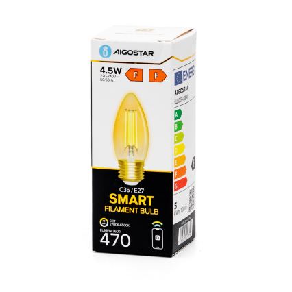 Lâmpada LED com regulação FILAMENT C35 E27/4,5W/230V 2700-6500K Wi-Fi - Aigostar