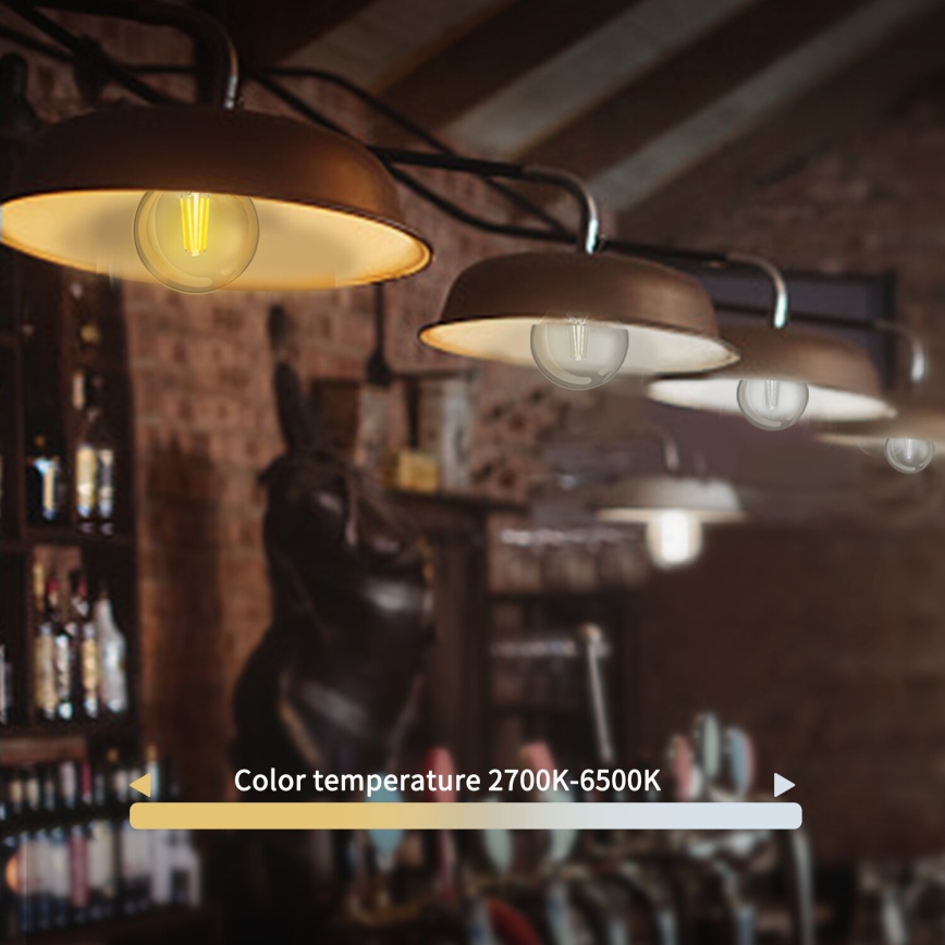 Lâmpada LED com regulação FILAMENT G45 E27/4,5W/230V 2700-6500K Wi-Fi - Aigostar