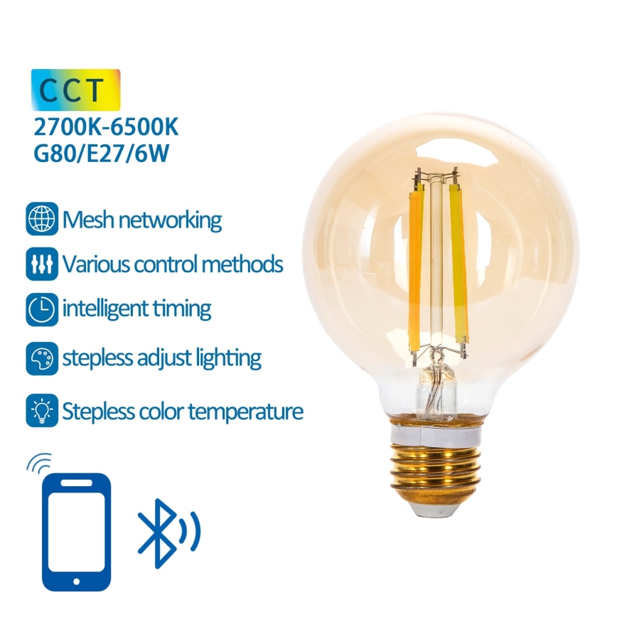 Lâmpada LED com regulação FILAMENT MESH Inteligente G80 E27/6W/230V 2700-6500K - Aigostar