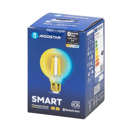 Lâmpada LED com regulação FILAMENT MESH Inteligente G80 E27/6W/230V 2700-6500K - Aigostar