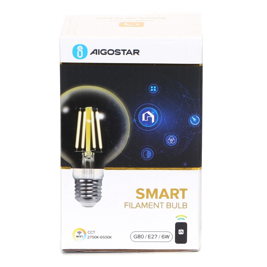 Lâmpada LED com regulação FILAMENT G80 E27/6W/230V 2700-6500K Wi-Fi - Aigostar