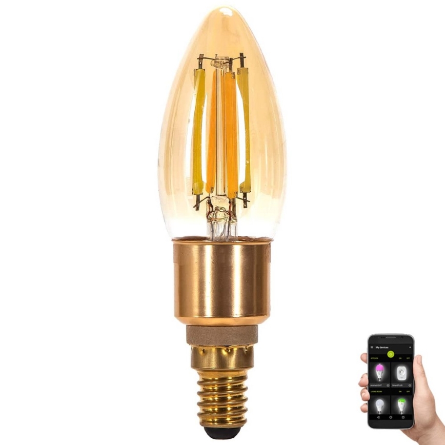 Lâmpada LED com regulação FILAMENT MESH Inteligente C35 E14/4,5W/230V 2700-6500K - Aigostar