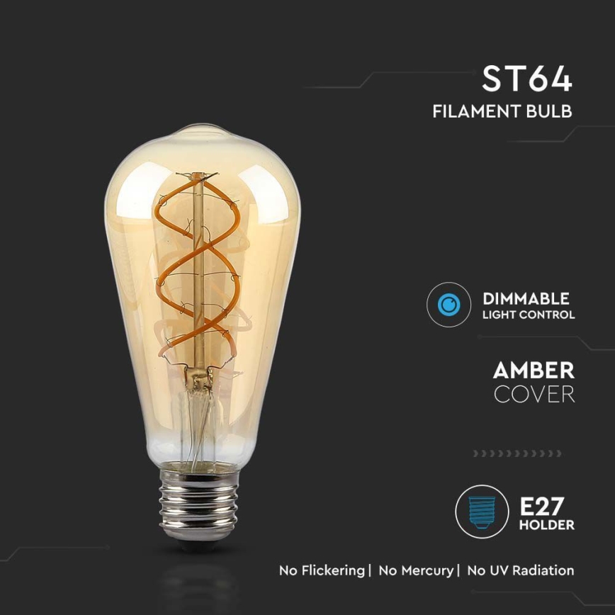 Lâmpada LED com regulação FILAMENT ST64 E27/4,8W/230V 1800K