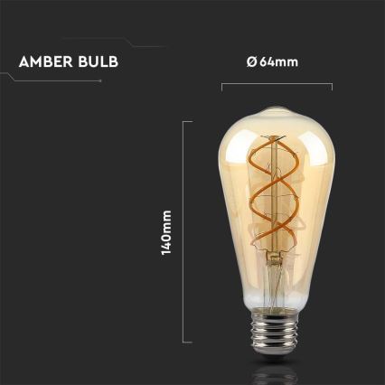 Lâmpada LED com regulação FILAMENT ST64 E27/4,8W/230V 1800K