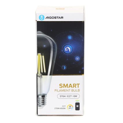 Lâmpada LED com regulação FILAMENT ST64 E27/6W/230V 2700-6500K Wi-Fi - Aigostar