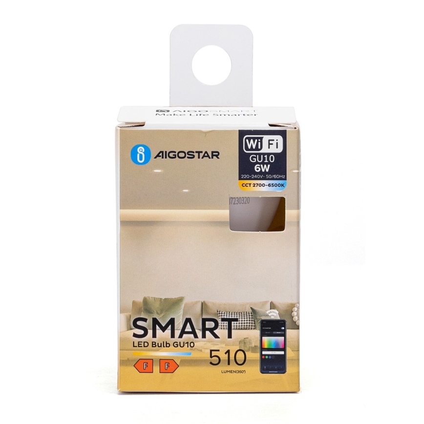 Lâmpada LED com regulação GU10/6W/230V 2700-6500K Wi-Fi - Aigostar