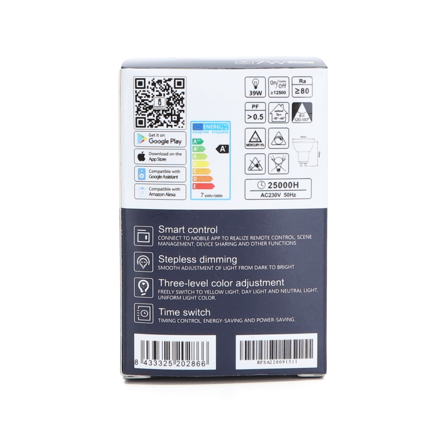 Lâmpada LED com regulação GU10/7W/230V 3000-6500K Wi-Fi - Aigostar