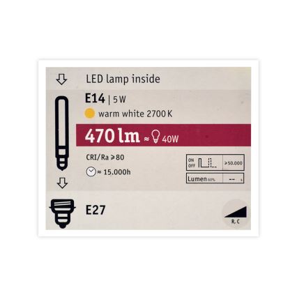 Lâmpada LED com regulação MOSAIC G125 E27/5W/230V 2700K - Paulmann 28750