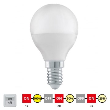 Lâmpada LED com regulação P45 E14/6W/230V 3000K - STEPDIMMING - Eglo 54835