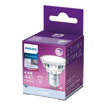 Lâmpada LED com regulação Philips GU10/4,6W/230V 4000K
