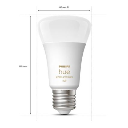 Lâmpada LED com regulação Philips Hue WHITE AMBIANCE E27/8W/230V 2200-6500K