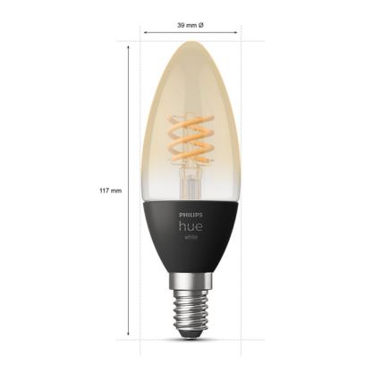 Lâmpada LED com regulação Philips Hue WHITE FILAMENT E14/4,5W/230V 2100K