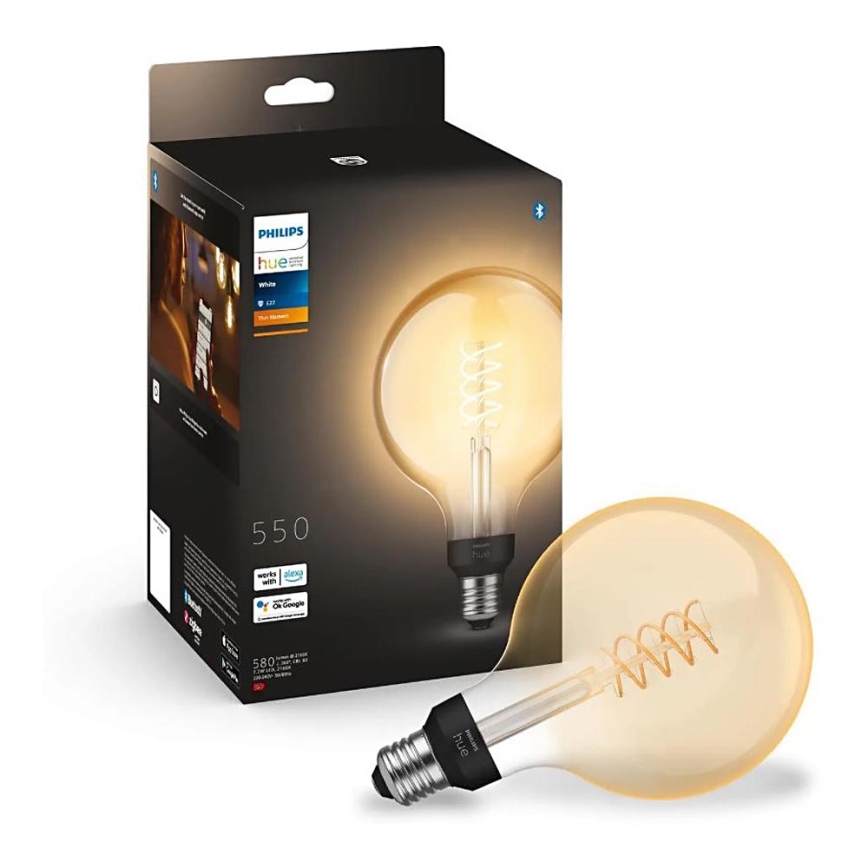 Lâmpada LED com regulação Philips Hue WHITE FILAMENT G125 E27/7W/230V 2100K