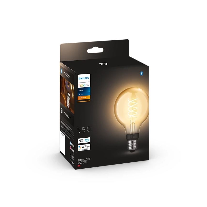 Lâmpada LED com regulação Philips Hue WHITE FILAMENT G93 E27/7,2W/230V 2100K