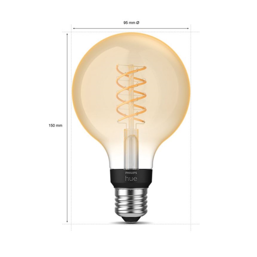 Lâmpada LED com regulação Philips Hue WHITE FILAMENT G93 E27/7,2W/230V 2100K