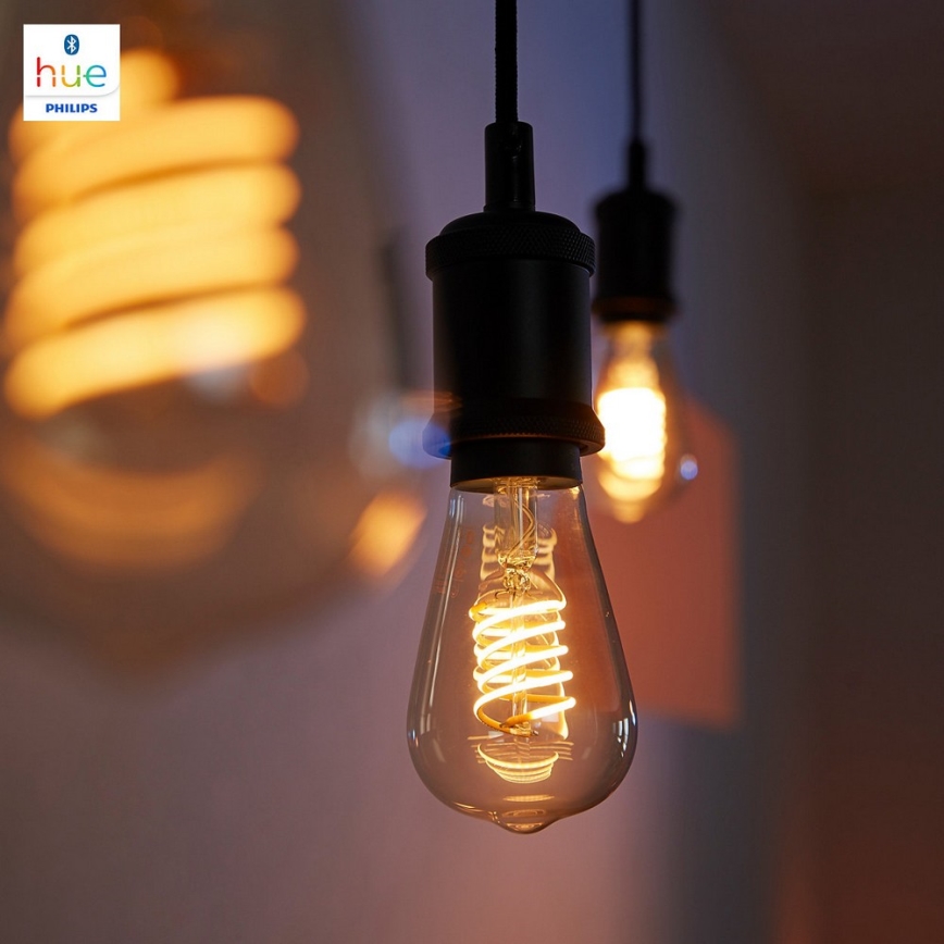 Lâmpada LED com regulação Philips Hue WHITE FILAMENT ST64 E27/7W/230V 2100K