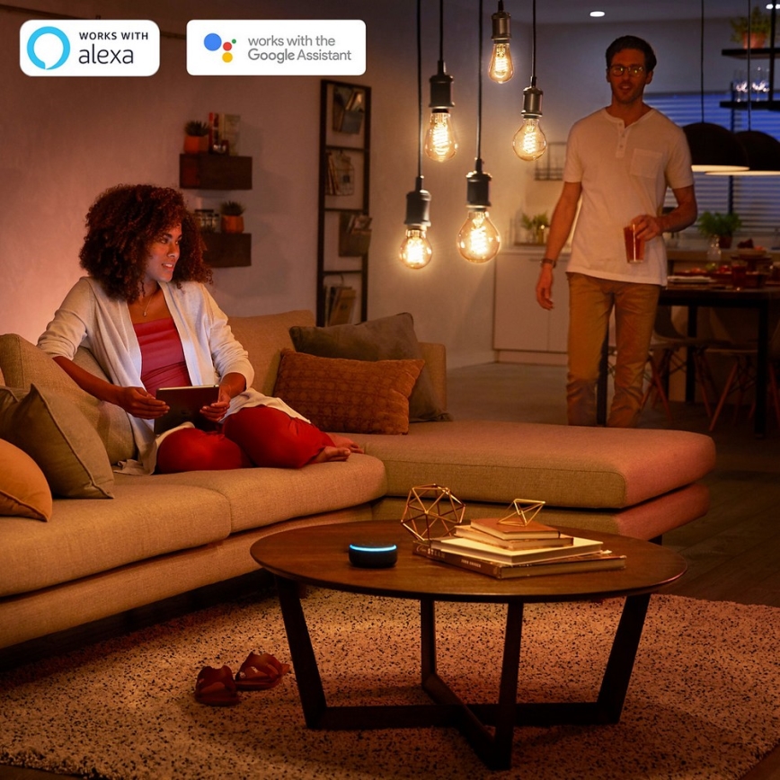Lâmpada LED com regulação Philips Hue WHITE FILAMENT ST64 E27/7W/230V 2100K