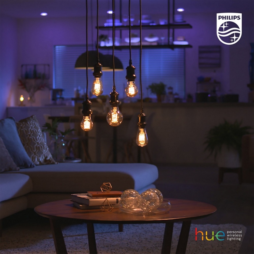Lâmpada LED com regulação Philips Hue WHITE FILAMENT ST64 E27/7W/230V 2100K