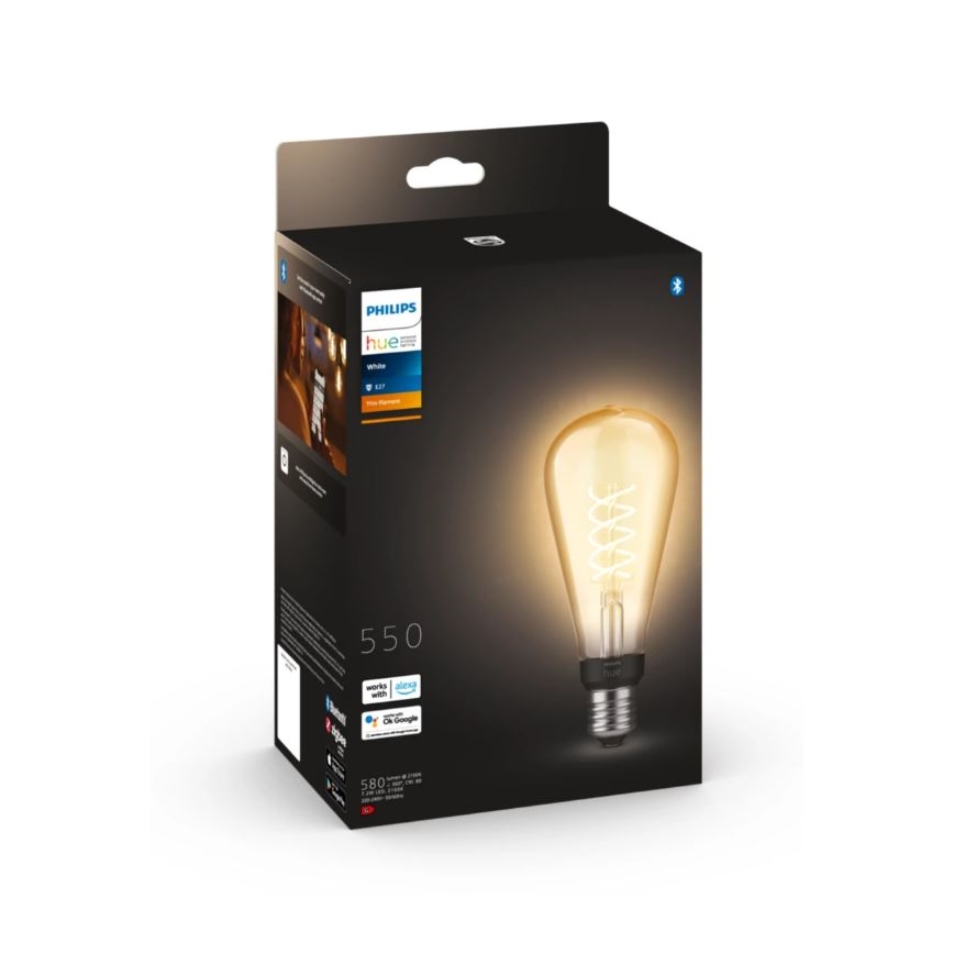 Lâmpada LED com regulação Philips Hue WHITE FILAMENT ST72 E27/7W/230V 2100K