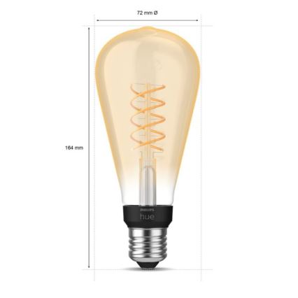 Lâmpada LED com regulação Philips Hue WHITE FILAMENT ST72 E27/7W/230V 2100K