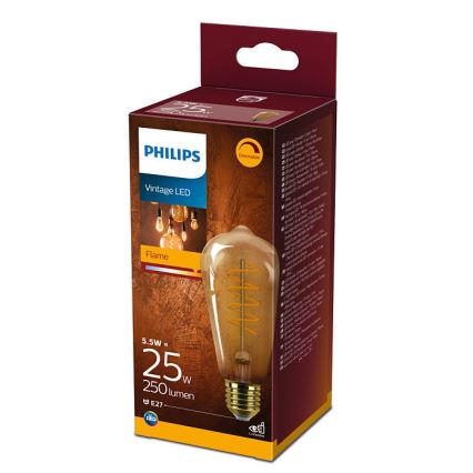 Lâmpada LED com regulação Philips VINTAGE ST64 E27/5,5W/230V 2000K