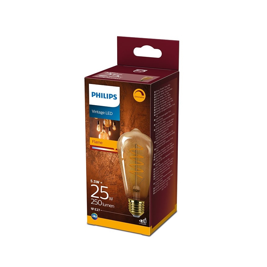 Lâmpada LED com regulação Philips VINTAGE ST64 E27/5,5W/230V 2000K