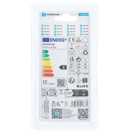 Lâmpada LED com regulação R7s/12W/230V 2700K - Aigostar