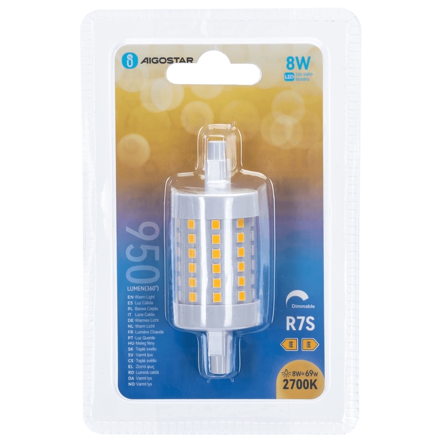 Lâmpada LED com regulação R7s/8W/230V 2700K - Aigostar
