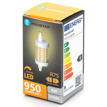 Lâmpada LED com regulação R7s/8W/230V 2700K - Aigostar