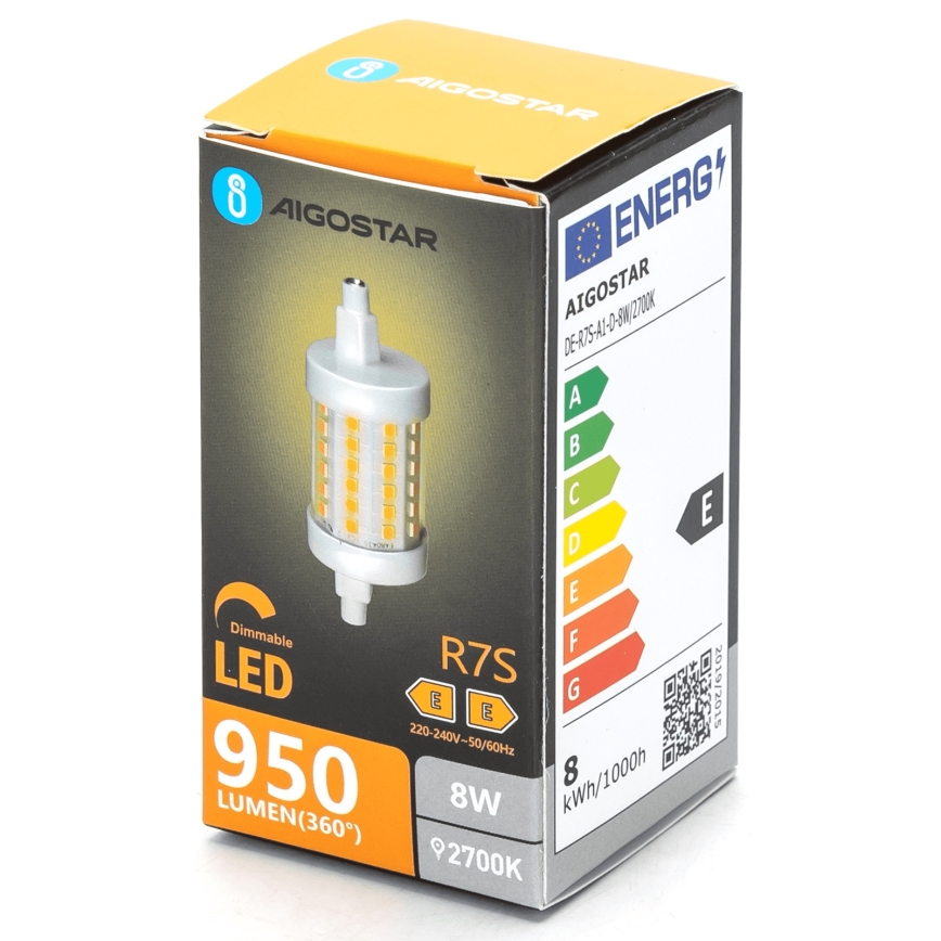 Lâmpada LED com regulação R7s/8W/230V 2700K - Aigostar