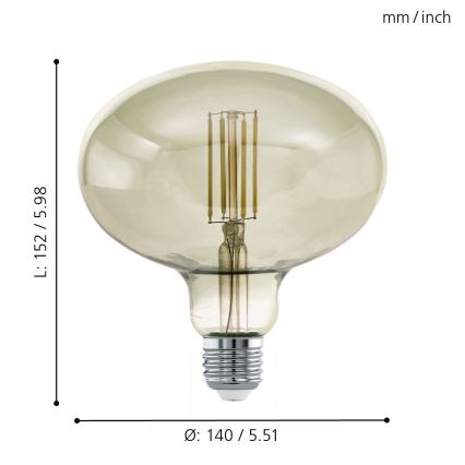 Lâmpada LED com regulação VINTAGE E27/4W/230V 3000K - Eglo 12599